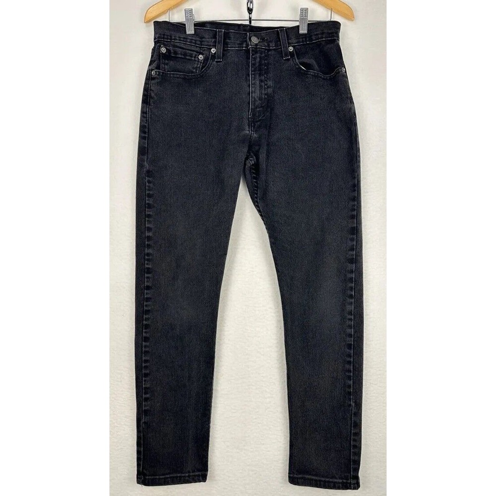 Levi's 512 Jeans Men 32Wx30L Black Denim Fly Zip Pockets Slim Fit Skinny